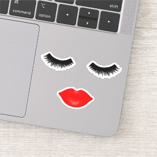 Pegatina Labios rojos y pestañas