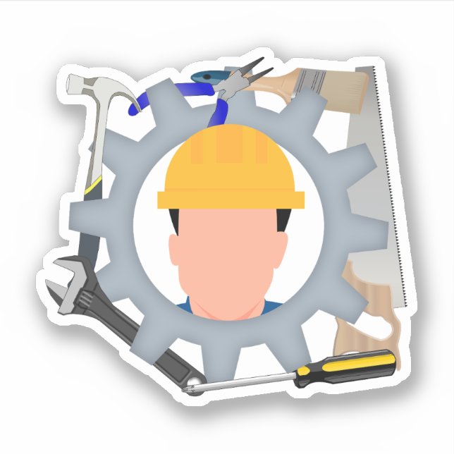 Pegatina Labor Day Construction Worker (Anverso)