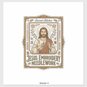 Pegatina Labor de aguja bordada Jesús Labor de aguja bordad