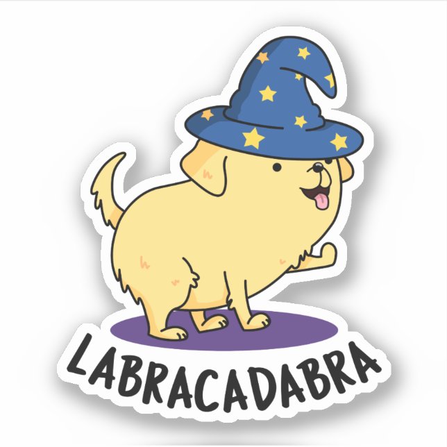 Pegatina Labra-cadabra Graciosa Labrador Perro Pun (Anverso)