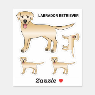 Pegatina Labrador amarillo recuperador caricatura Ilustraci