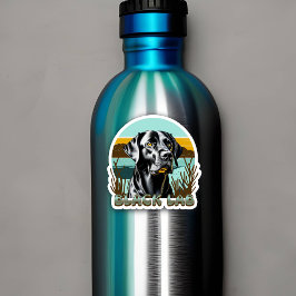 Pegatina Labrador negro recuperar texto vintage
