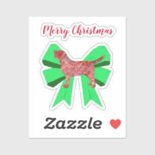 Pegatina Labrador Recuperador Silhouette Green Bow Navidade