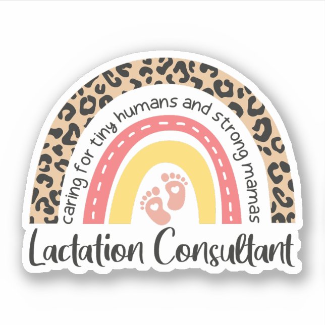 Pegatina Lactancia Consultora Leopard Rainbow Lactancia (Anverso)