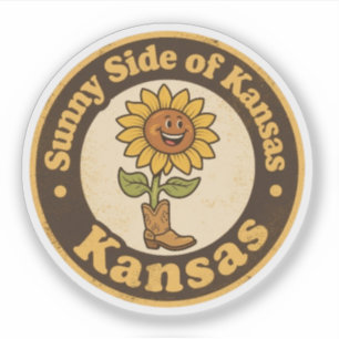 Pegatina Lado Soleado de Kansas_ Arte de Girasol con Botas