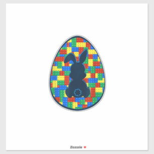 Pegatina Ladrillos de construcción Conejo de Pascua Huevo N