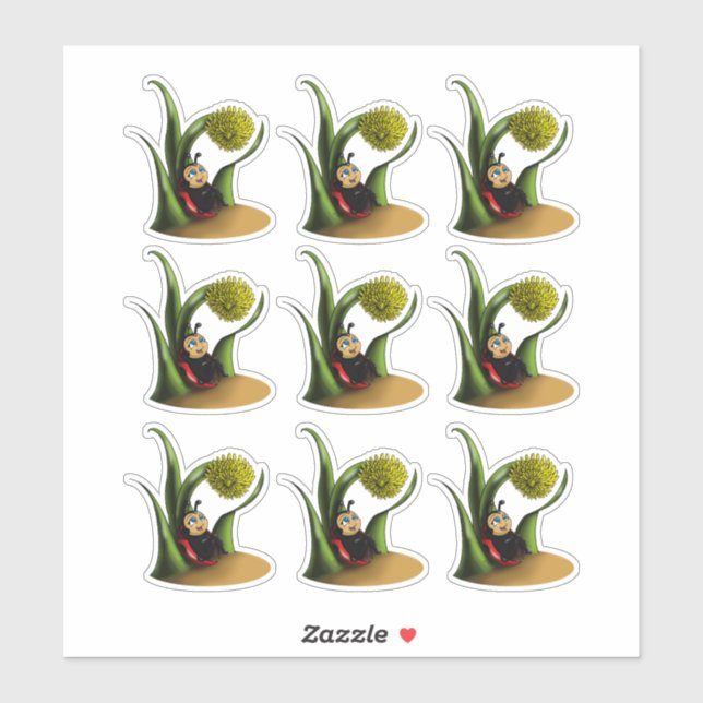 Pegatina Ladybugs y Dandelions (Hoja)