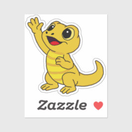 Pegatina Lagarto de dibujos animados amarillo lindo para bo