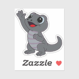 Pegatina Lagarto de dibujos animados gris lindo para botell