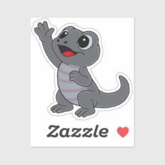 Pegatina Lagarto de dibujos animados gris lindo para botell