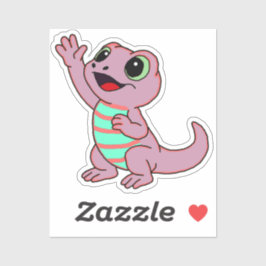 Pegatina Lagarto de dibujos animados rosa lindo para botell