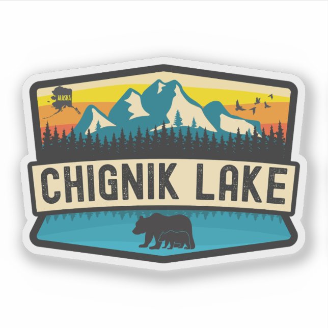 Pegatina Lago Chignik, Alaska (Anverso)
