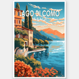 Pegatina Lago de Como Italia Viaje al Vintage