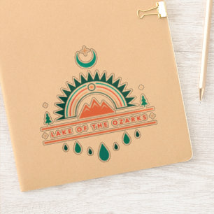 Pegatina lago de los ozarks boho luna arco iris