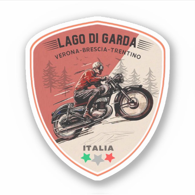 Pegatina lago di garda - lago garda pasa alpes italianos mo (Anverso)