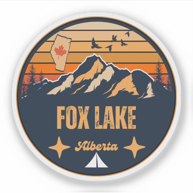 Pegatina Lago Fox, Alberta (Anverso)