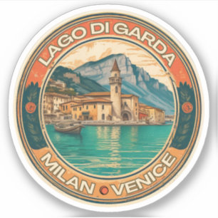 Pegatina lago garda - lago di garda viaje familiar italiano