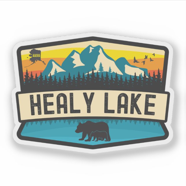 Pegatina Lago Healy, Alaska (Anverso)