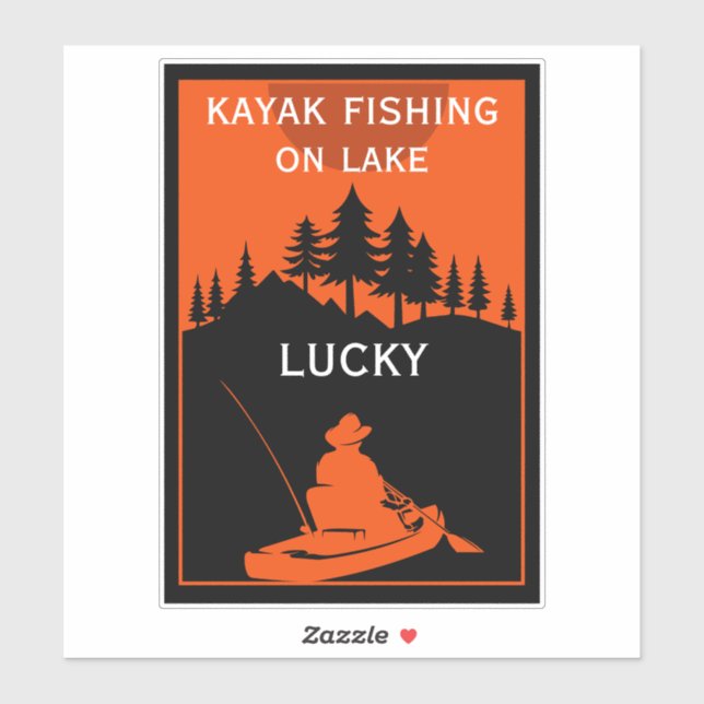 Pegatina Lago Kayak Y Pesca De Río (Hoja)