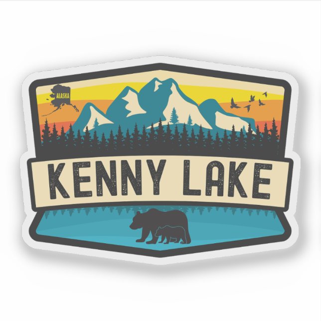 Pegatina Lago Kenny, Alaska (Anverso)