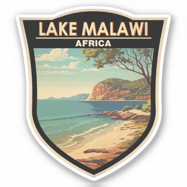 Pegatina Lago Malaui África Viaje de arte (Anverso)