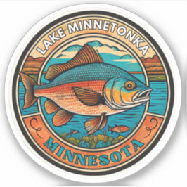 Pegatina Lago Minnetonka, pesca y navegación en bote de Min