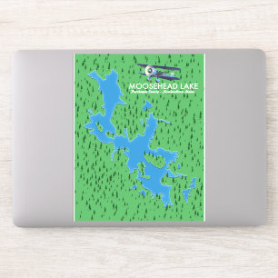 Pegatina Lago Moosehead, condado de Piscataquis mapa Sticke