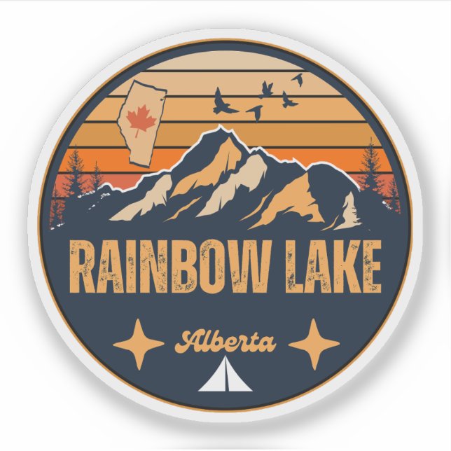 Pegatina Lago Rainbow, Alberta (Anverso)