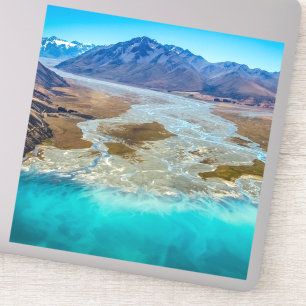 Pegatina Lago Tekapo y Alpes del Sur, Nueva Zelandia