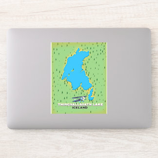 Pegatina Lago Thingvallavatn Mapa de viajes de Islandia