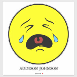 Pegatina Lágrimas tristes Emoji Cara amarilla Añadir nombre