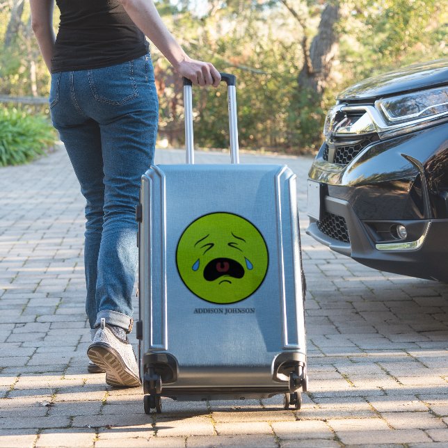 Pegatina Lágrimas tristes Emoji Cara amarilla Añadir nombre (Maleta Insitu)