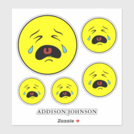 Pegatina Lágrimas tristes lágrimas Cara amarilla Nombre de