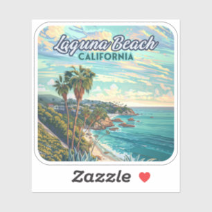 Pegatina Laguna Beach California Naranja County Vintage