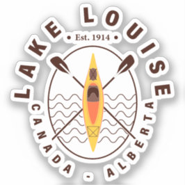 Pegatina Lake Louise Canada Alberta Kayaking Retro Souvenir