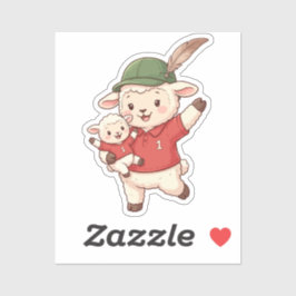 Pegatina Lamb Family Fan with Alpine Hat