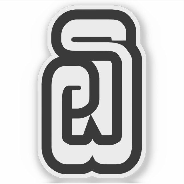 Pegatina Laos Número Seis / 6 / ໖ (Ho/Hok) Laotian (Anverso)