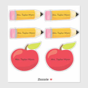 Pegatina Lápices y Maestra de Apples Aula Personalizar