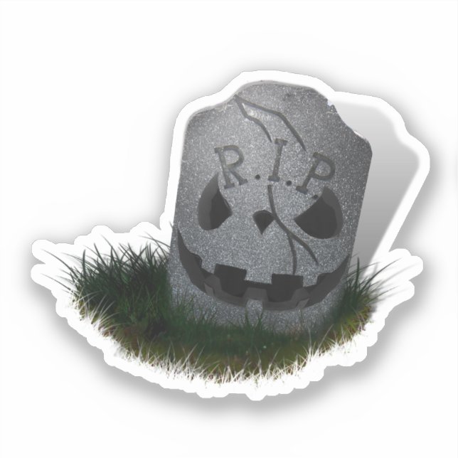 Pegatina Lápida espeluznante de Halloween R.I.P. (Anverso)