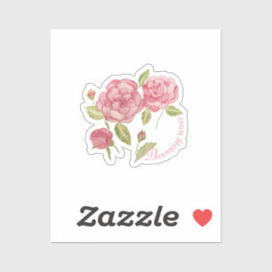 Pegatina Lápiz de dibujo a mano con rosas rosas rosas rosas
