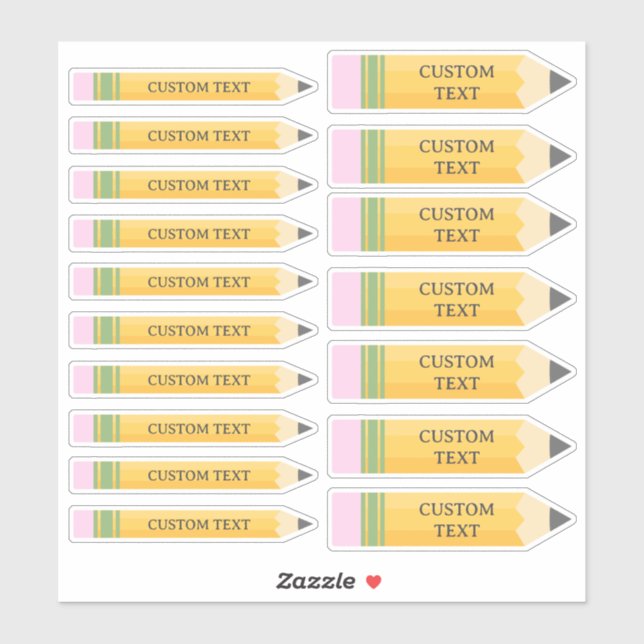 Pegatina Lápiz de la escuela de personalizado de texto para (Hoja)