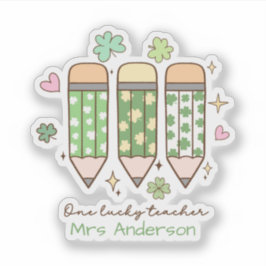 Pegatina Lápiz Retro Personalizado para un Profesor Afortun