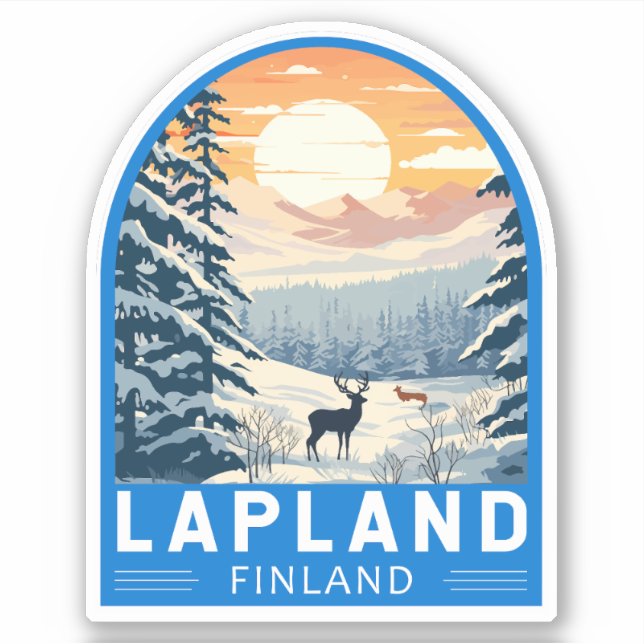 Pegatina Laponia Finlandia Viaje a la Vintage (Anverso)