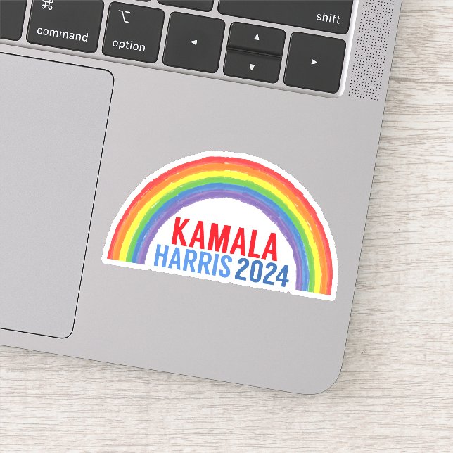 Pegatina Laptop Kamala Harris 2024 Rainbow LGBTQ (Detalle)