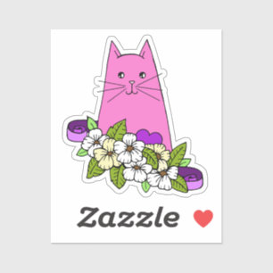 Pegatina Laptop para gato rosa
