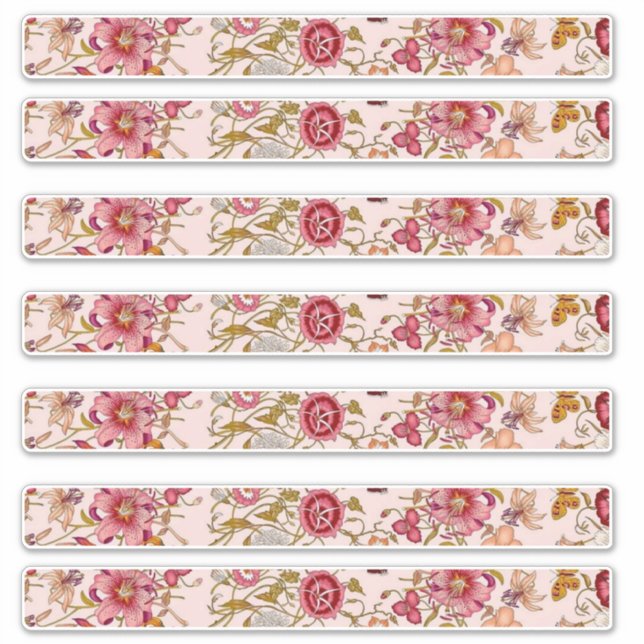 Pegatina Larga floral rectangular  (Anverso)