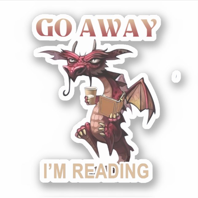 Pegatina Lárgate, Estoy Leyendo El Dragón Del Libro (Anverso)