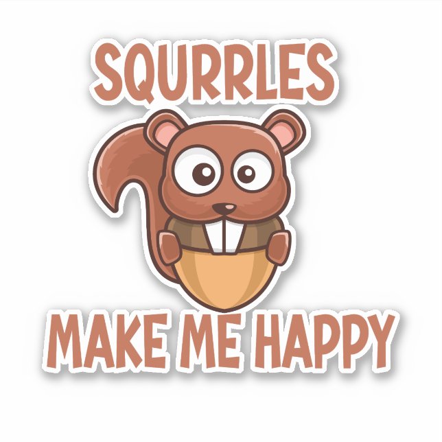 Pegatina Las ardillas me hacen feliz ardilla vintage (Anverso)