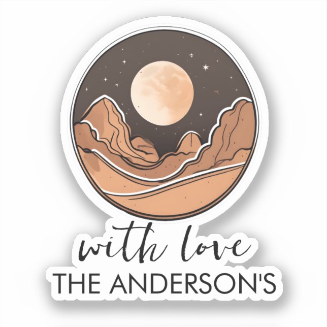 Pegatina Las aventuras del Boho Moon explorando el desierto (Anverso)