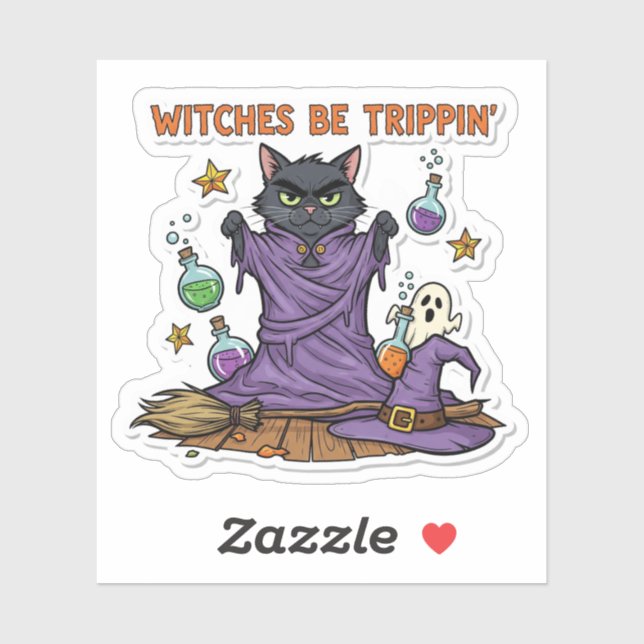 Pegatina Las brujas son trippin" - Gato fresco (Hoja)